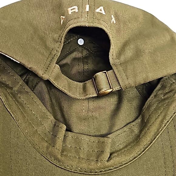 Ariat Unisex 100% Cotton Olive Green Adjustable Spellout Logo Baseball Cap Hat - Picture 4 of 7